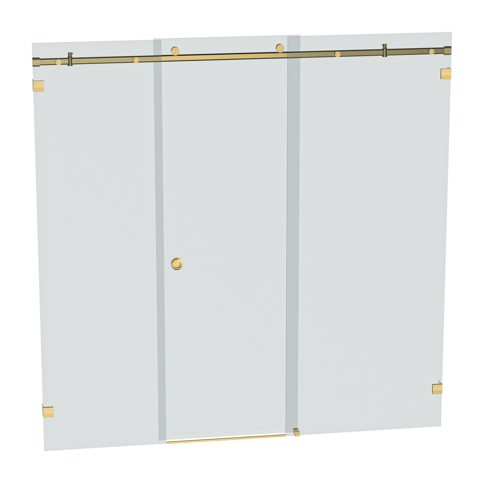 Bellé Wall to Wall Frameless Shower Sliding System Right Hand Fixed - Soft Gold Brushed