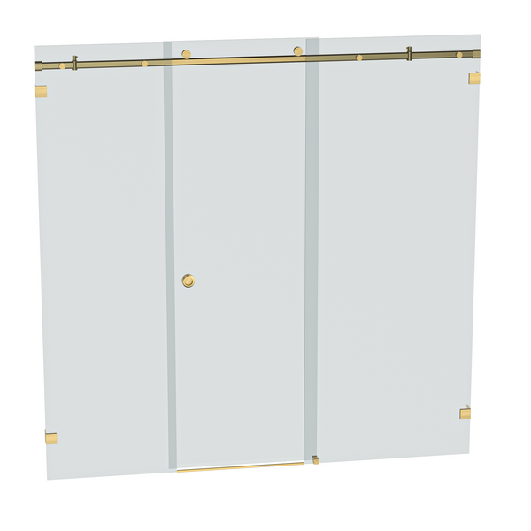 Bellé Wall to Wall Frameless Shower Sliding System Right Hand Fixed - Soft Gold Brushed