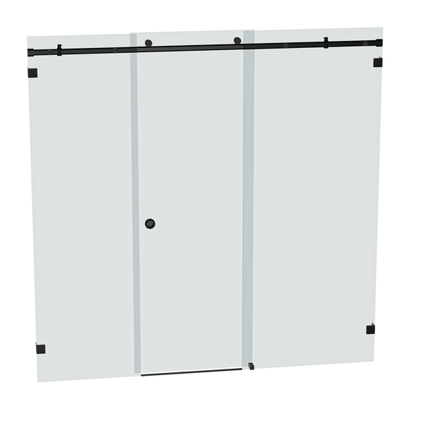 Bellé Wall to Wall Frameless Shower Sliding System Right Hand Fixed - Matte Black