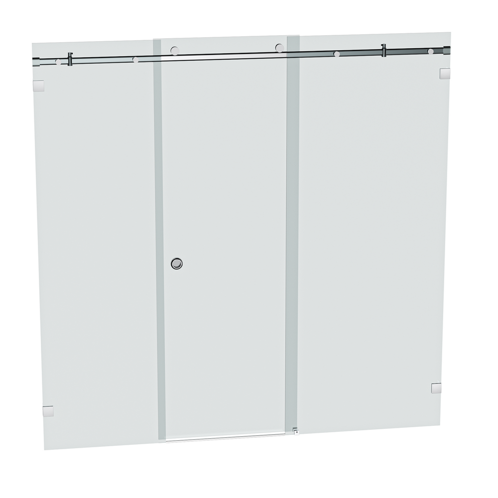 Bellé Wall to Wall Frameless Shower Sliding System Right Hand Fixed - Polished Chrome