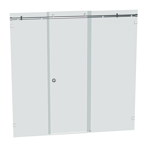 Bellé Wall to Wall Frameless Shower Sliding System Right Hand Fixed - Polished Chrome