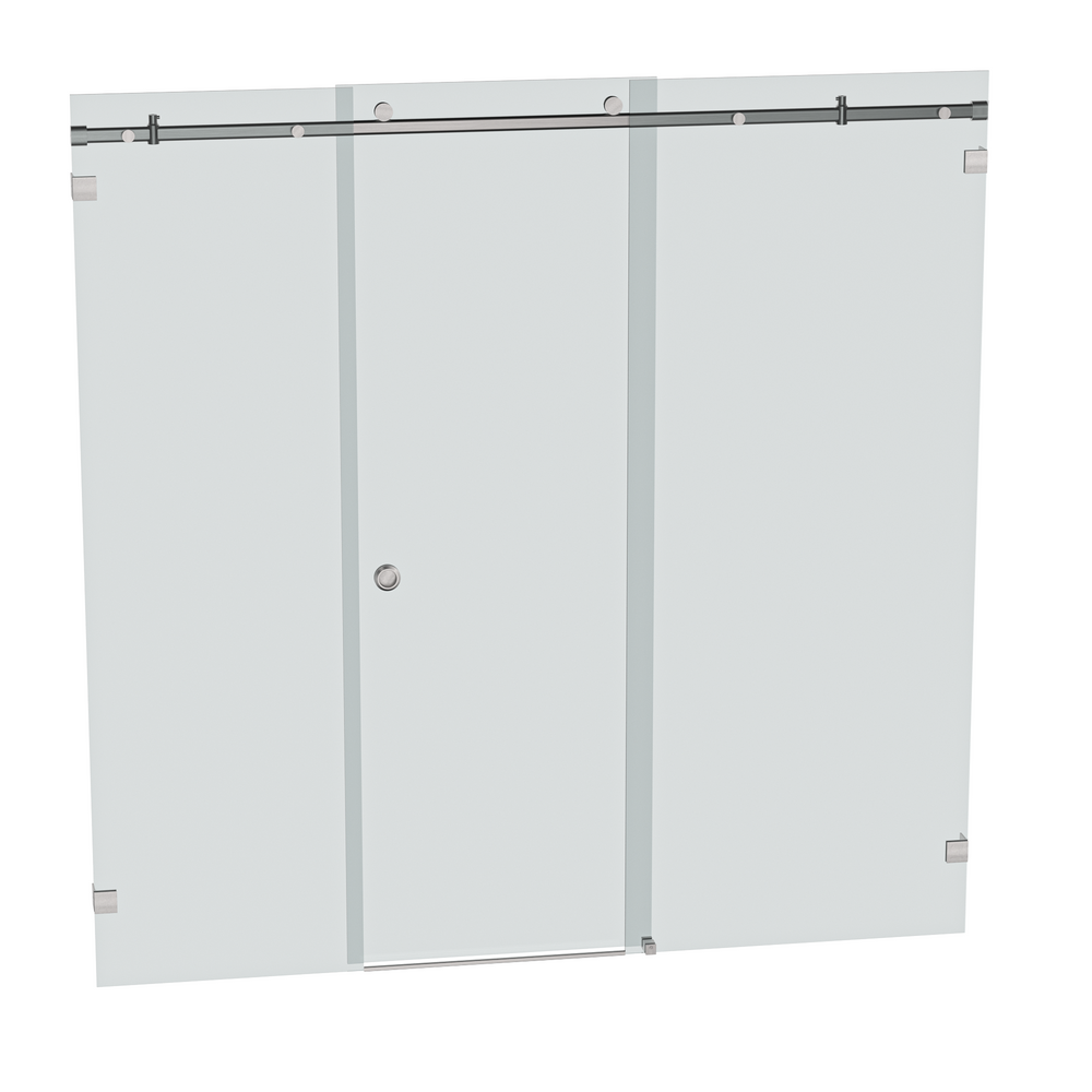 Bellé Wall to Wall Frameless Shower Sliding System Right Hand Fixed - Satin Nickel