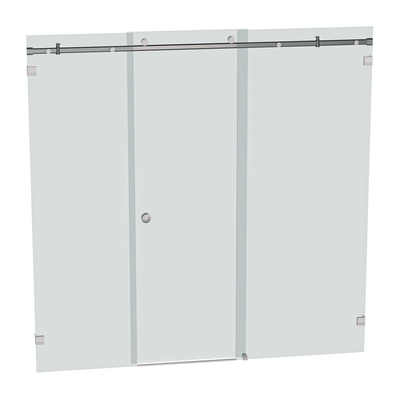 Bellé Wall to Wall Frameless Shower Sliding System Right Hand Fixed - Satin Nickel