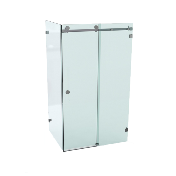 Bellé Wall to Glass Corner Frameless Shower Sliding System Left Hand Fixed - Brushed Rose Gold