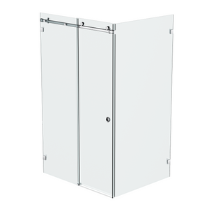 Bellé Wall to Glass Corner Frameless Shower Sliding System Left Hand Fixed - Polished Chrome