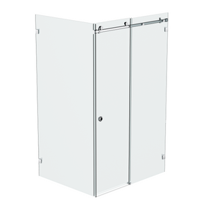 Bellé Wall to Glass Corner Frameless Shower Sliding System Left Hand Fixed - Polished Chrome