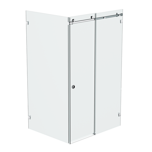 Bellé Wall to Glass Corner Frameless Shower Sliding System Left Hand Fixed - Polished Chrome