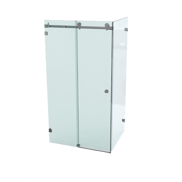 Bellé Wall to Glass Corner Frameless Shower Sliding System Right Hand Fixed - Brushed Rose Gold