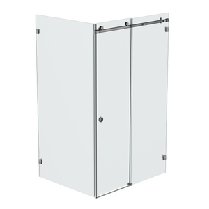 Bellé Wall to Glass Corner Frameless Shower Sliding System Right Hand Fixed - Brushed Gun Metal