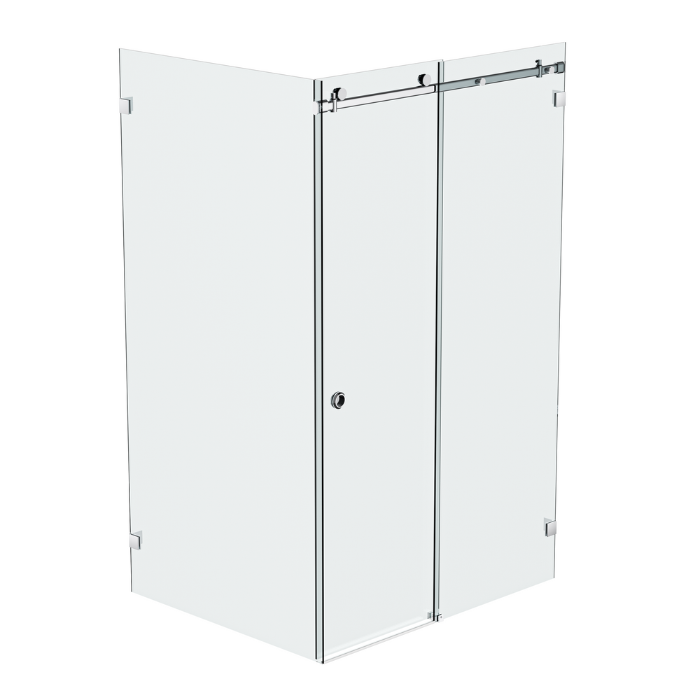 Bellé Wall to Glass Corner Frameless Shower Sliding System Right Hand Fixed-Polished Chrome