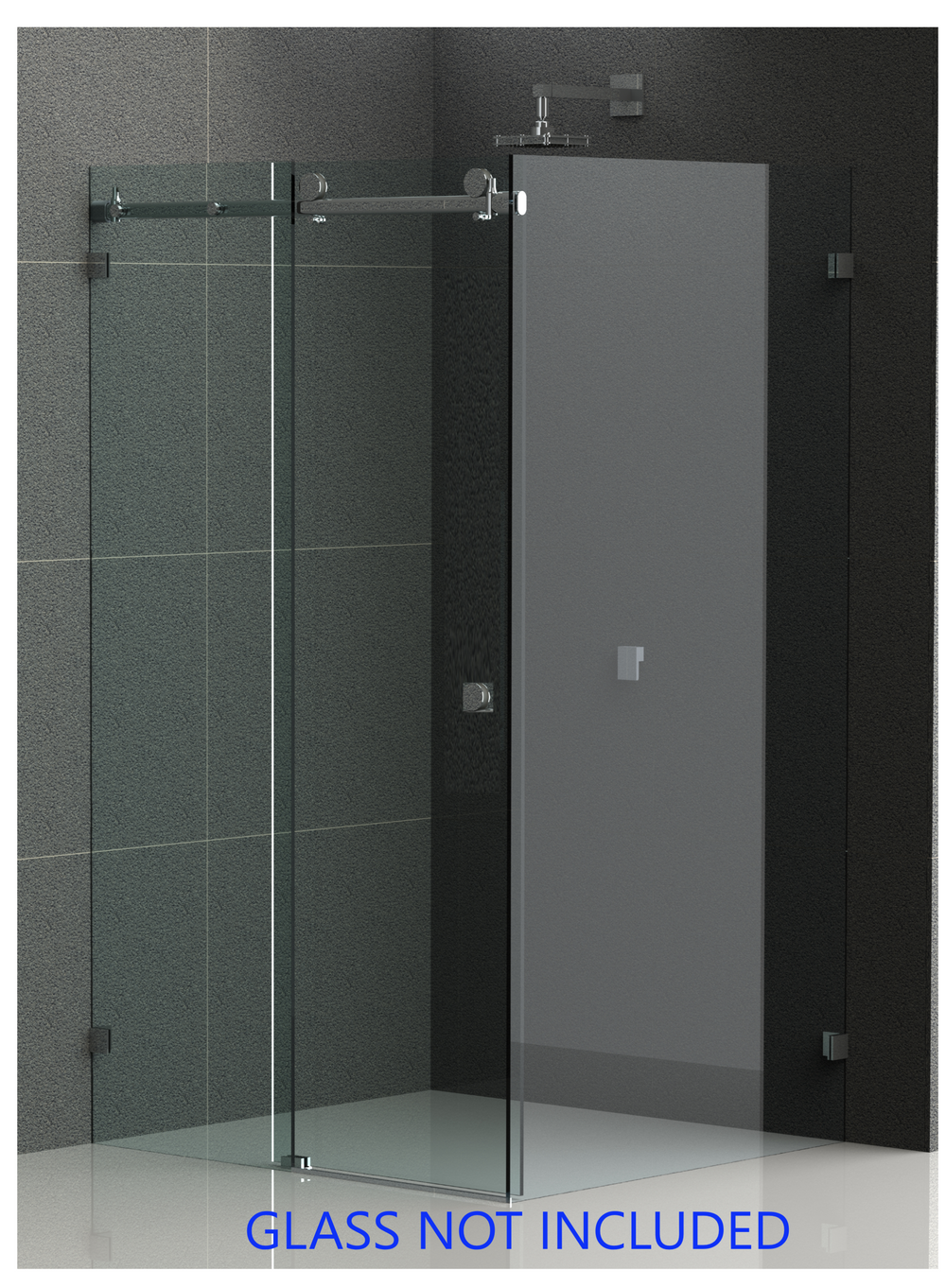 Belle Wall to Glass Frameless Shower Sliding System Left Hand Fixed Satin Gun Metal