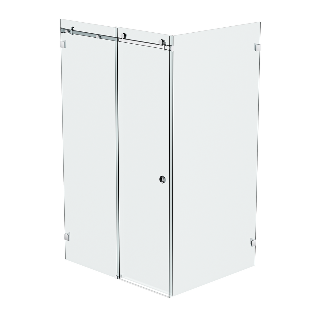 Bellé Wall to Glass Corner Frameless Shower Sliding System Right Hand Fixed-Polished Chrome