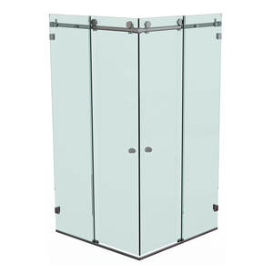 Bellé Corner Opening Frameless Shower Sliding System Matte Black