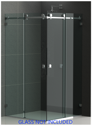 Belle Corner Opening Frameless Shower Sliding System Satin Gun Metal