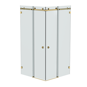 Bellé Corner Opening Frameless Shower Sliding System Brushed Brass