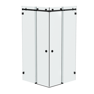 Bellé Corner Opening Frameless Shower Sliding System Matte Black