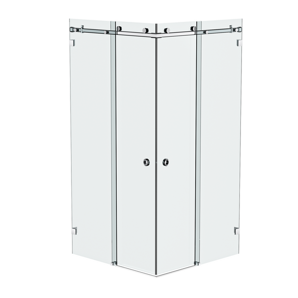 Bellé Corner Opening Frameless Shower Sliding System Polished Chrome