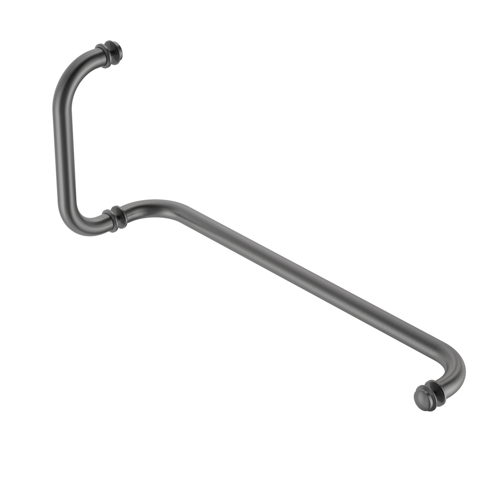 Round Shower Handle with Towel Rail Brushed Gun Metal