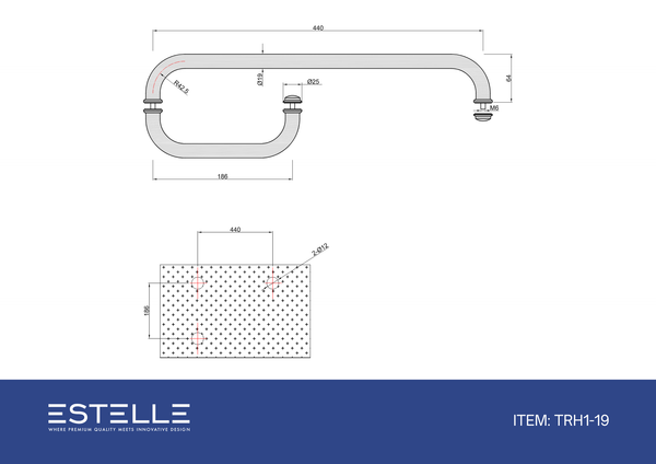 Round Shower Handle with Towel Rail Brushed Brass