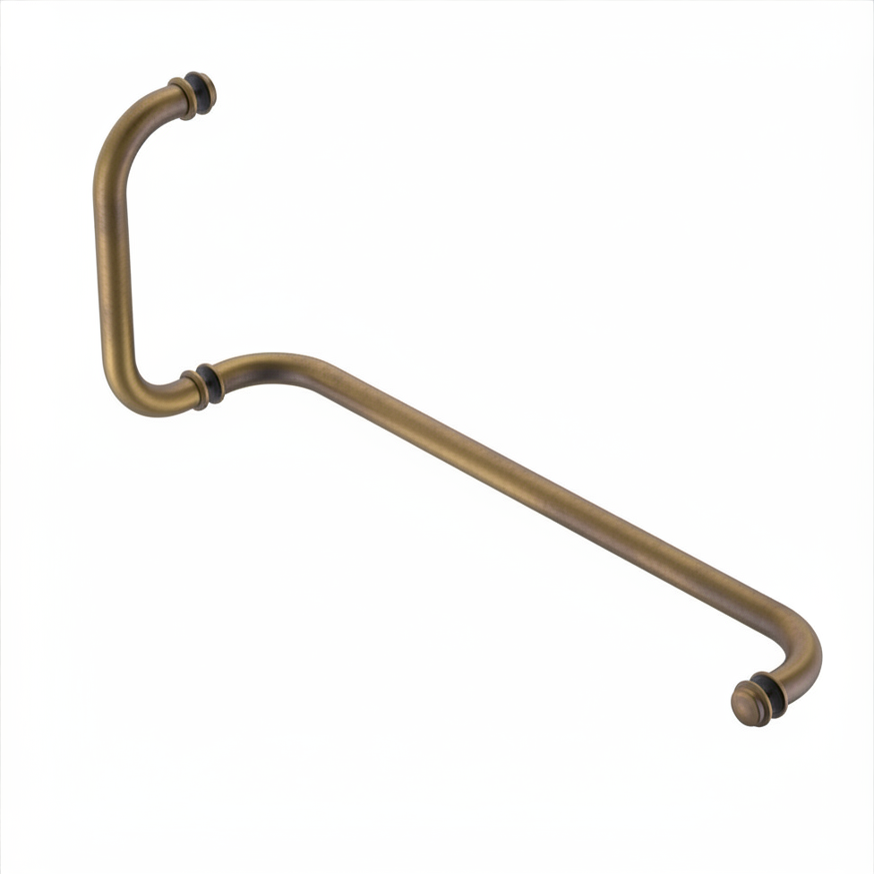 Round Shower Handle with Towel Rail Antique Brass
