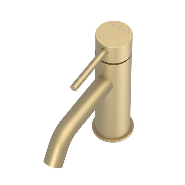 Pinnacles Basin Mixer Tap Soft Gold Brushed