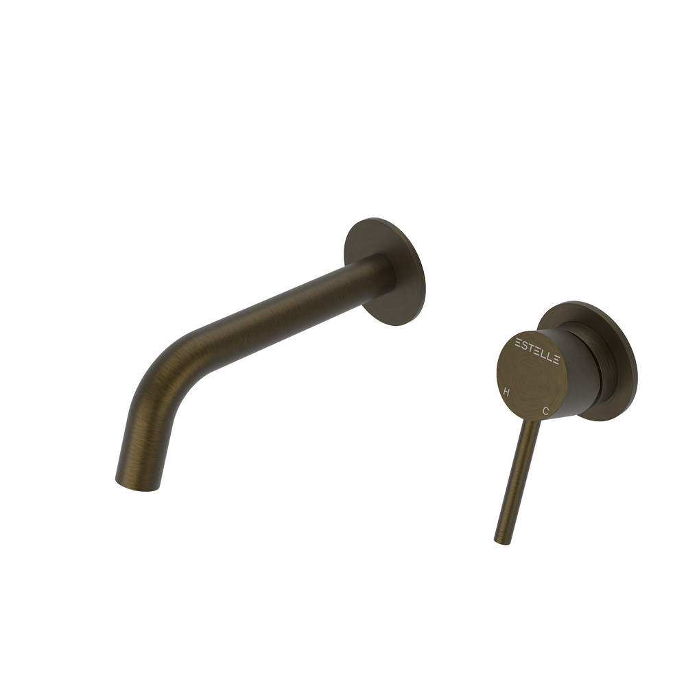 Pinnacles Wall Spout and Mixer Antique Brass