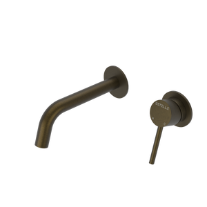 Pinnacles Wall Spout and Mixer Antique Brass