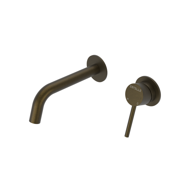 Pinnacles Wall Spout and Mixer Antique Brass