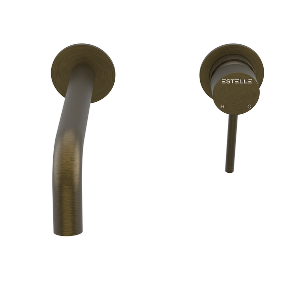 Pinnacles Wall Spout and Mixer Antique Brass