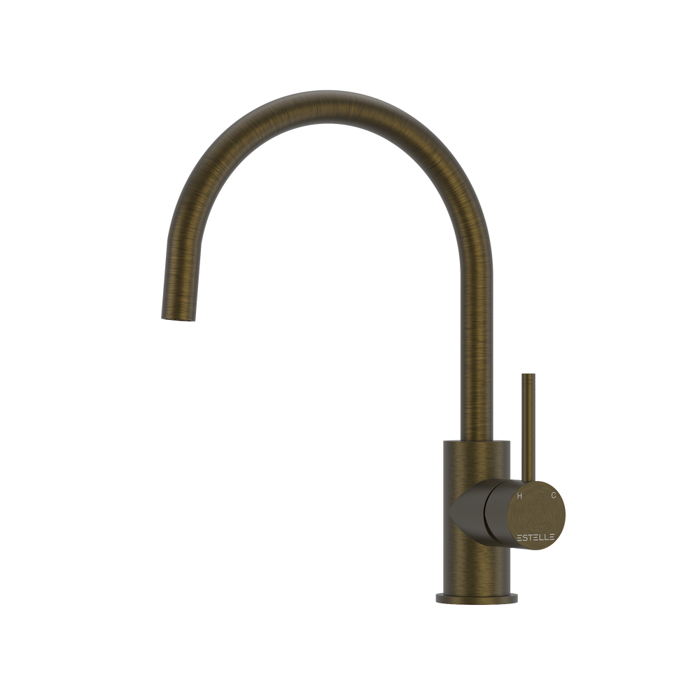 Pinnacles Kitchen Mixer in Antique Brass