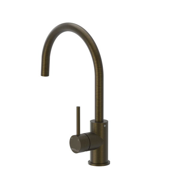 Pinnacles Kitchen Mixer in Antique Brass