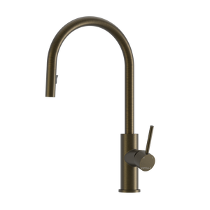 Pinnacles Pull Out Kitchen Mixer Antique Brass