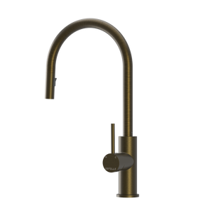 Pinnacles Pull Out Kitchen Mixer Antique Brass