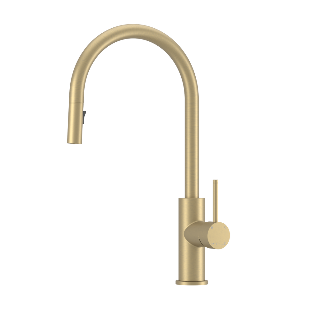 Pinnacles Pull Out Kitchen Mixer Soft Gold Brushed