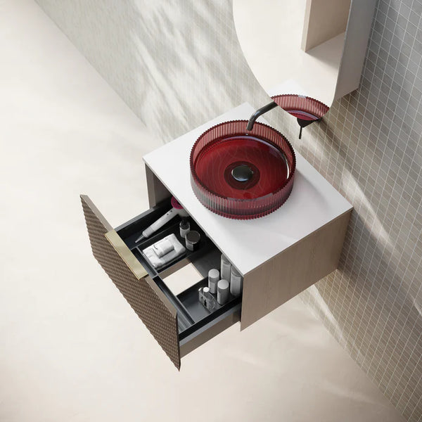 Cassa Designs Relievo Wall Hung Vanity - Single Relievo Walnut