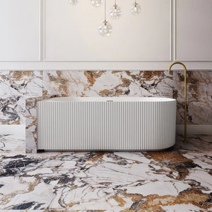 Cassa Designs V-Groove Corner Back To Wall Bath Matte White - Left Hand Corner