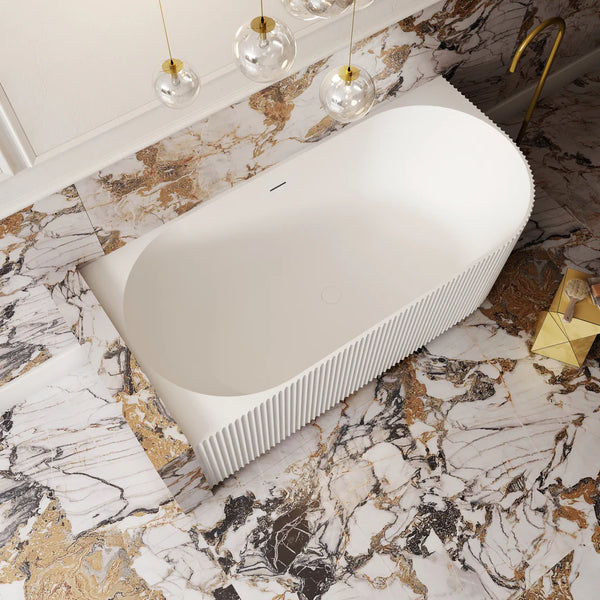 Cassa Designs V-Groove Corner Back To Wall Bath Matte White - Left Hand Corner