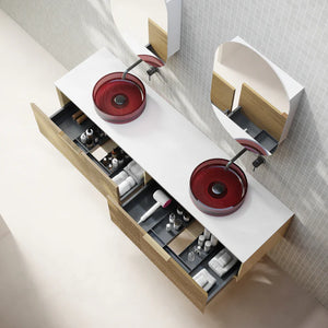 Cassa Designs Relievo Wall Hung Vanity - Double Relievo Oak