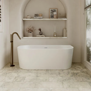 Auris Round Back to Wall Bathtub Gloss White
