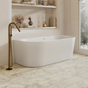 Auris Round Back to Wall Bathtub Gloss White