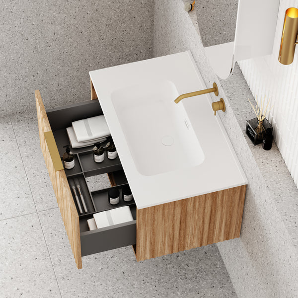 Capture Ensuite Wall Hung Vanity - Natural Oak