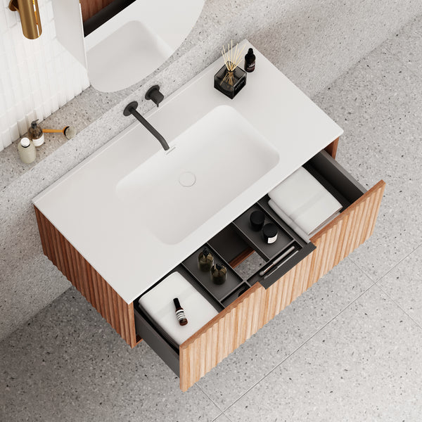 Capture Ensuite Wall Hung Vanity - Walnut