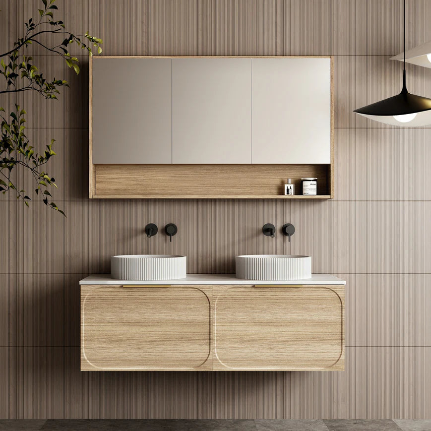 Cicero Wall Hung Vanity - Double Natural Oak