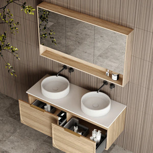 Cassa Designs Cicero Wall Hung Vanity - Double Natural Oak