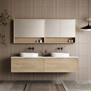 Cassa Designs Cicero Shaving Cabinet - Natural Oak- Four Doors