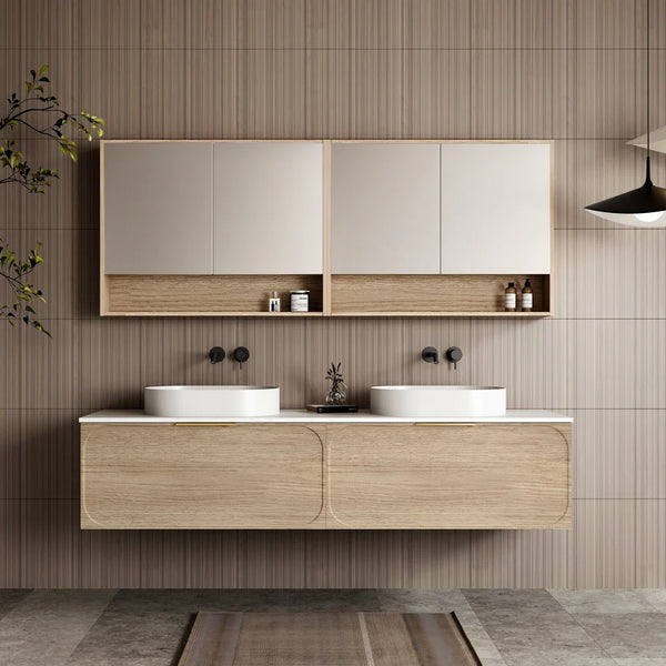 Cassa Designs Cicero Shaving Cabinet - Natural Oak- Four Doors
