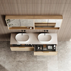 Cassa Designs Cicero Wall Hung Vanity - Double Natural Oak