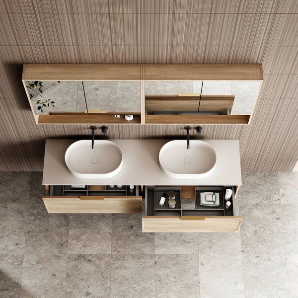 Cassa Designs Cicero Wall Hung Vanity - Double Natural Oak