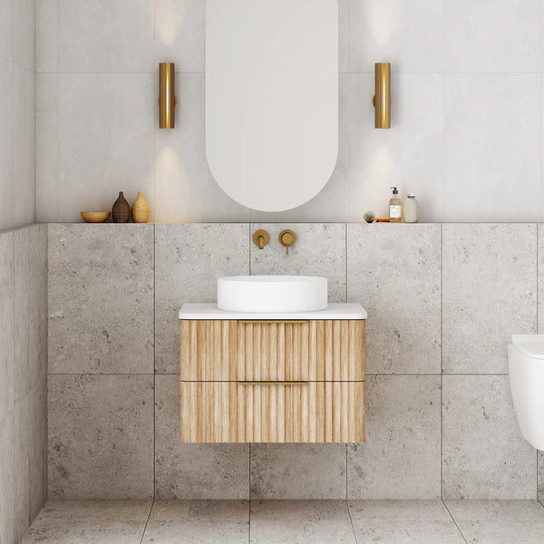 Cassa Designs Gravity Curved Wall Hung Vanity Natural Oak