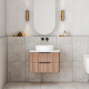 Cassa Designs Gravity Curved Wall Hung Vanity Walnut